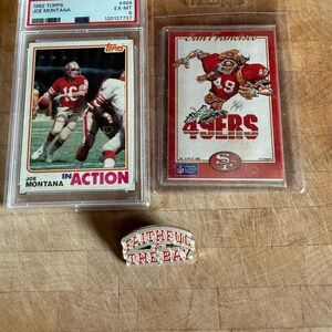 San Francisco 49ers Joe Montana Cards and Pin